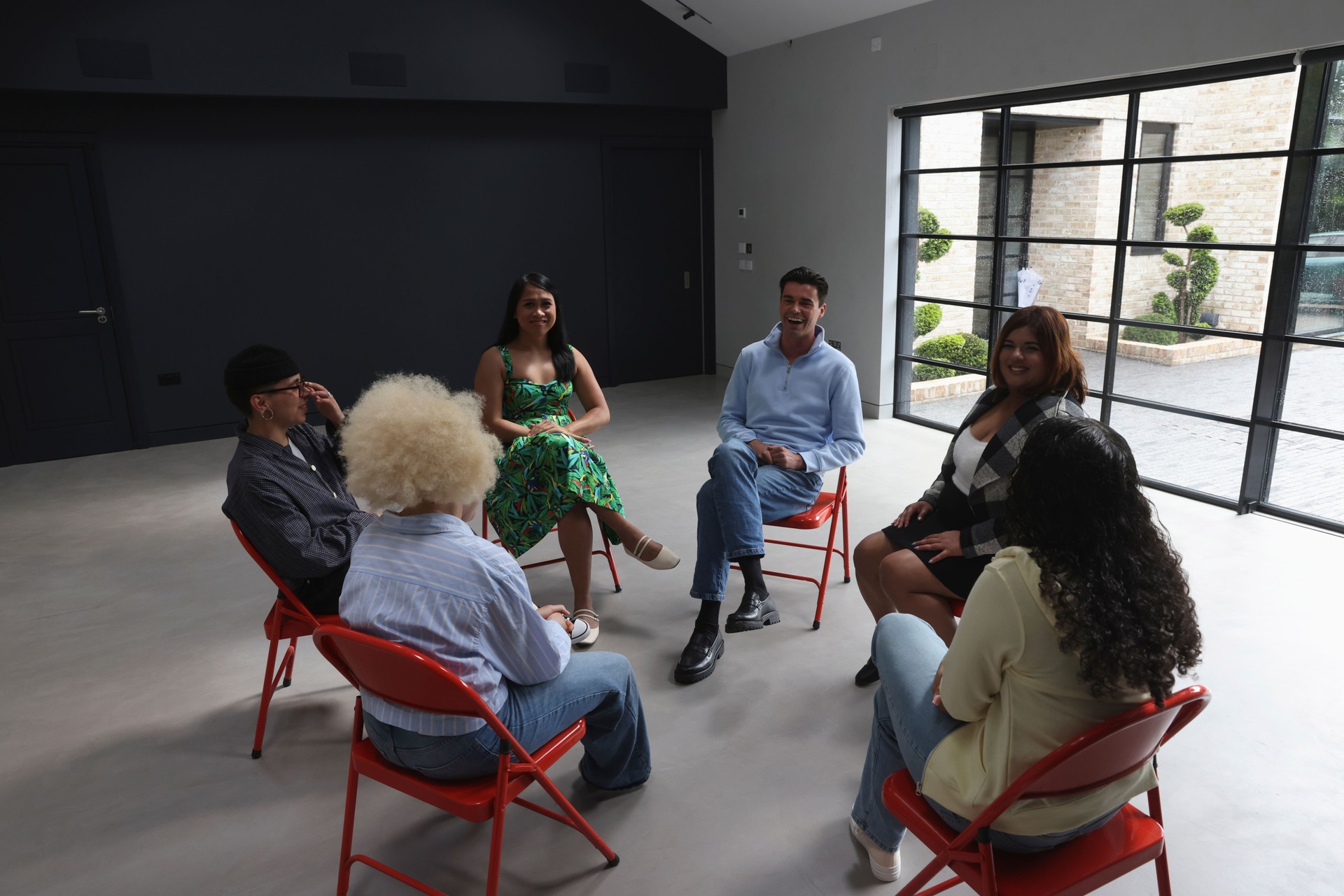 People talking during group therapy